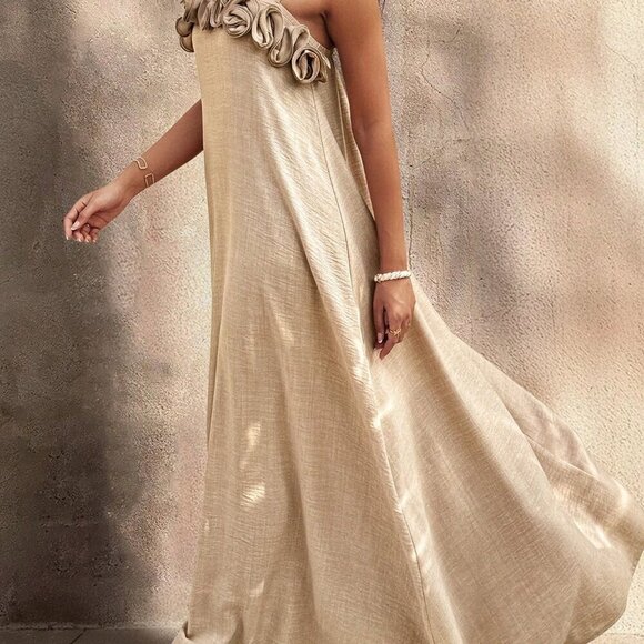 Khaki Casual Women's Floral Cami A-Line Dress - Picture 4 of 4